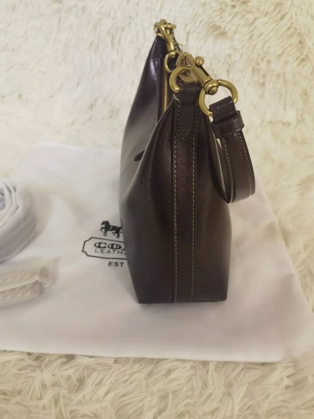 Coach Dark Brown Leather Hobo Shoulder Bag